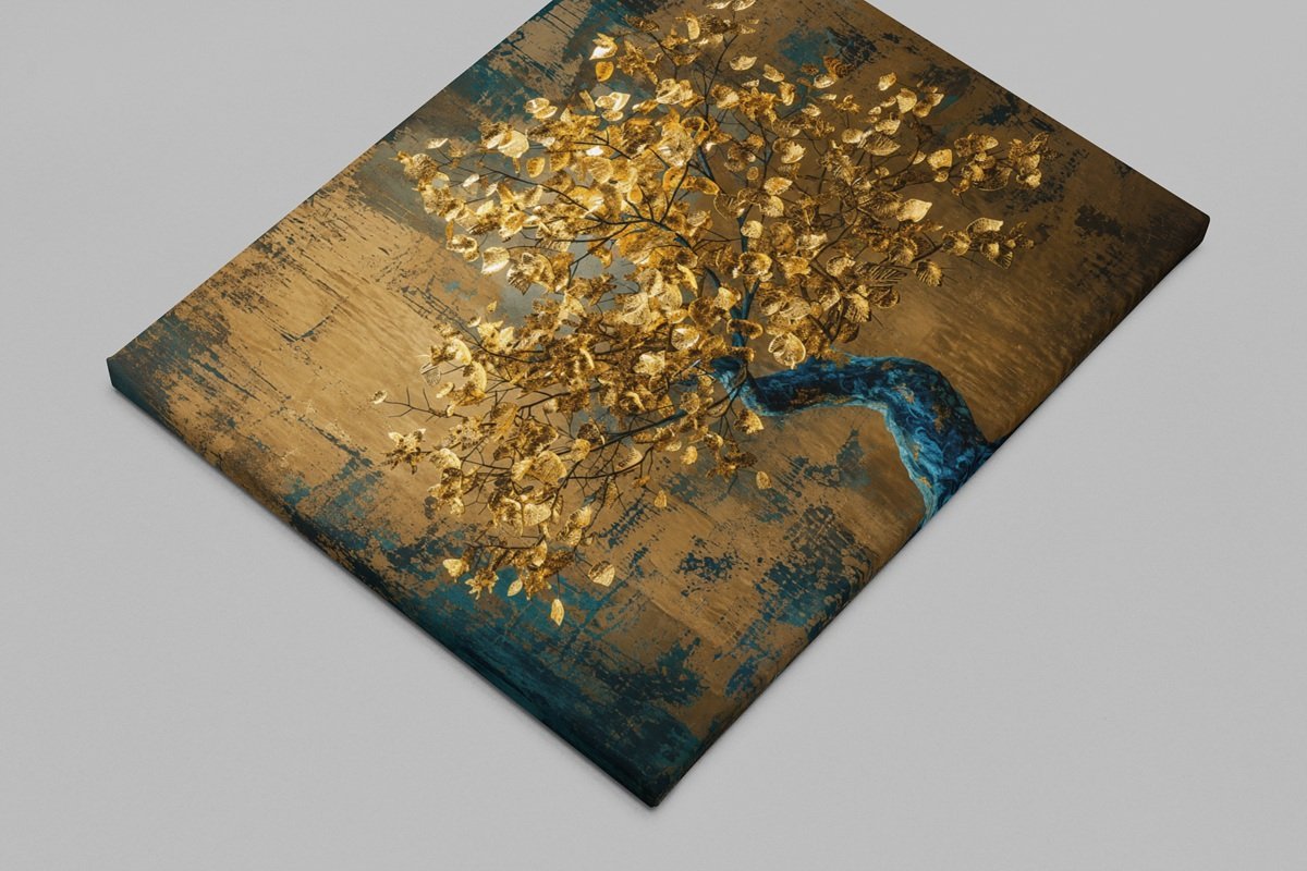 Gouden Levensboom Canvas Schilderij 100x75 cm - Afbeelding 2