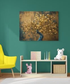 Gouden Levensboom Canvas Schilderij 100x75 cm