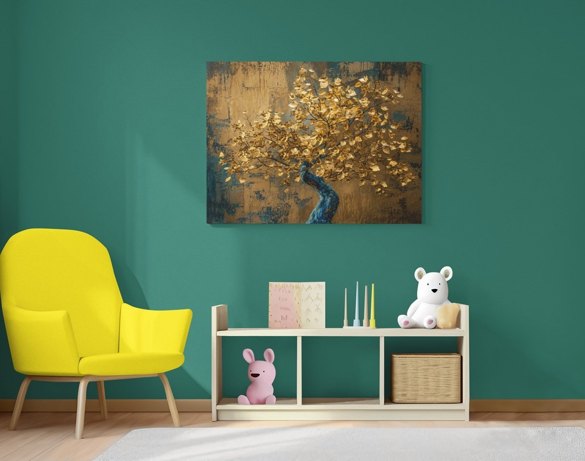 Gouden Levensboom Canvas Schilderij 100x75 cm