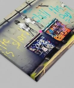 OSEFE 1070 canvas schilderij 100x75 cm banksy street art graffiti wanddecoratie a