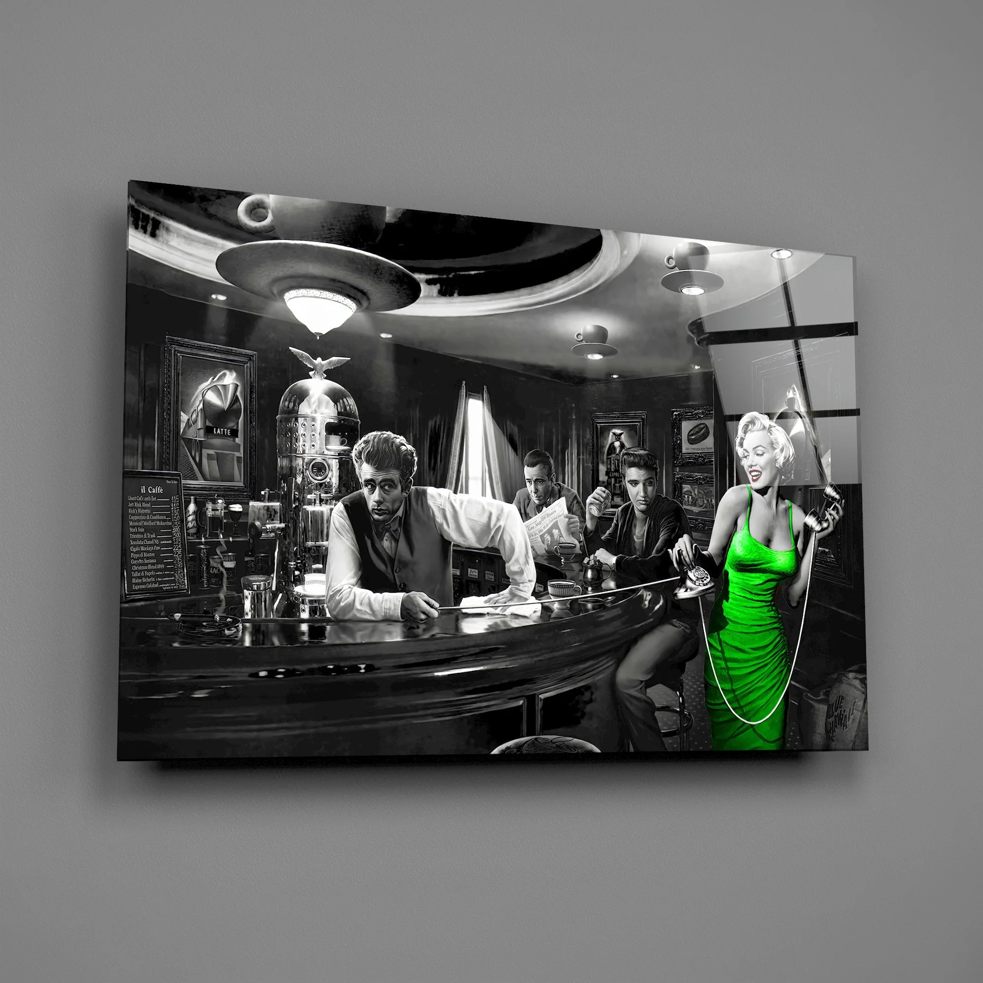 Marilyn Monroe Retro Café Glasschilderij - Afbeelding 2