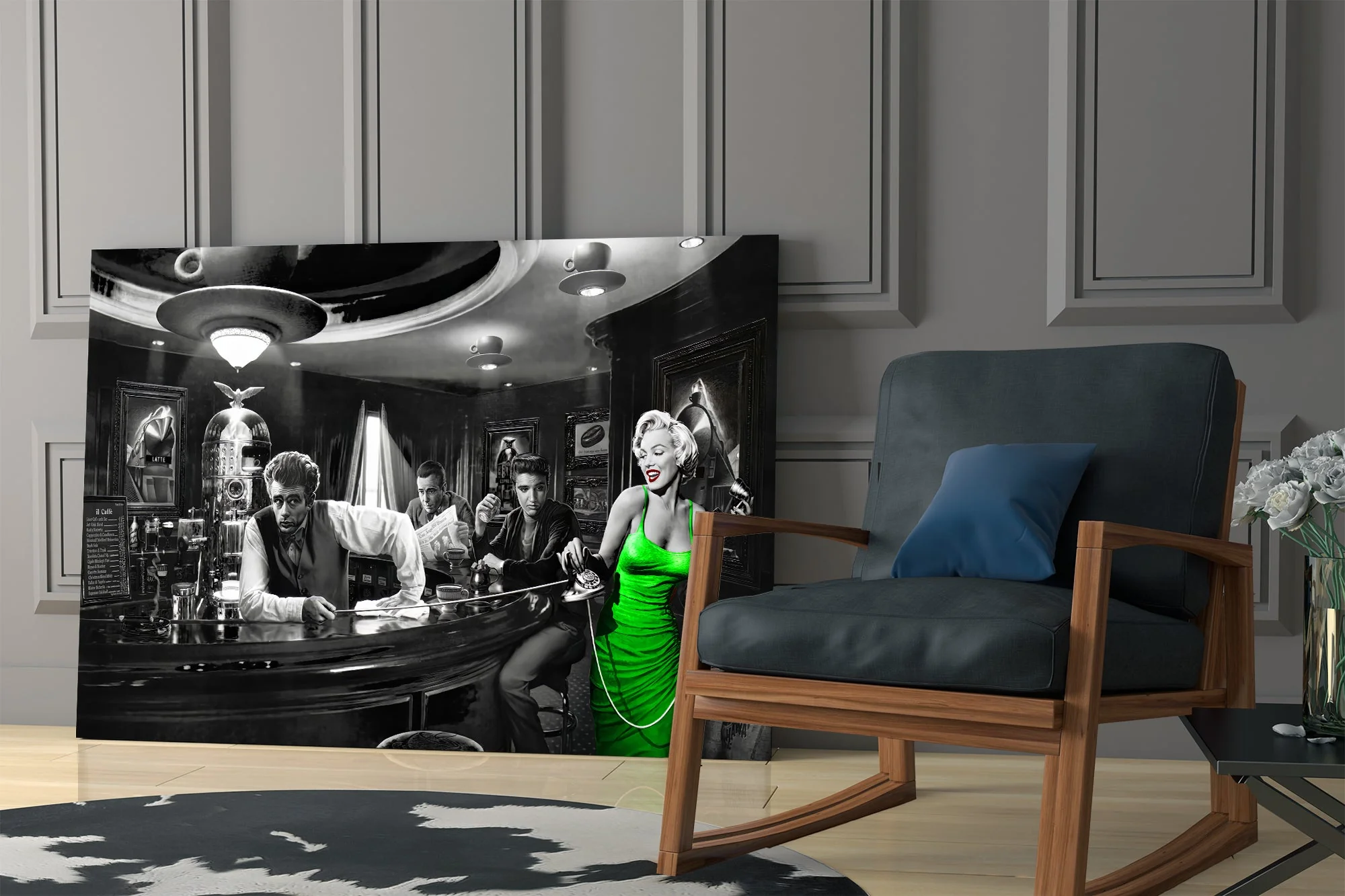 Marilyn Monroe Retro Café Glasschilderij - Afbeelding 4