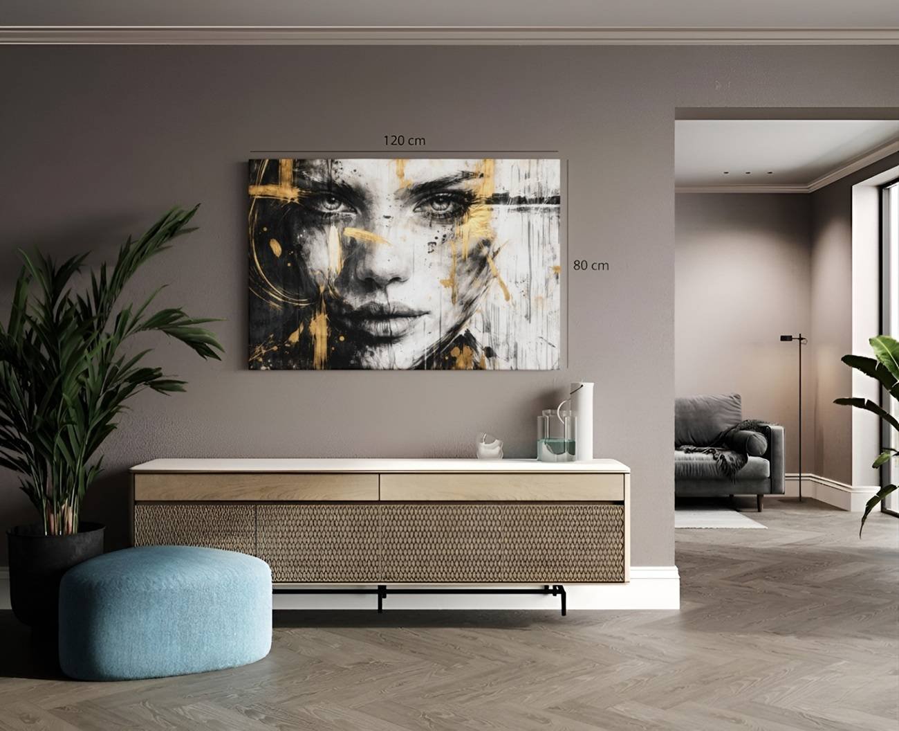 Abstracte Vrouw Canvas Schilderij - Afbeelding 3