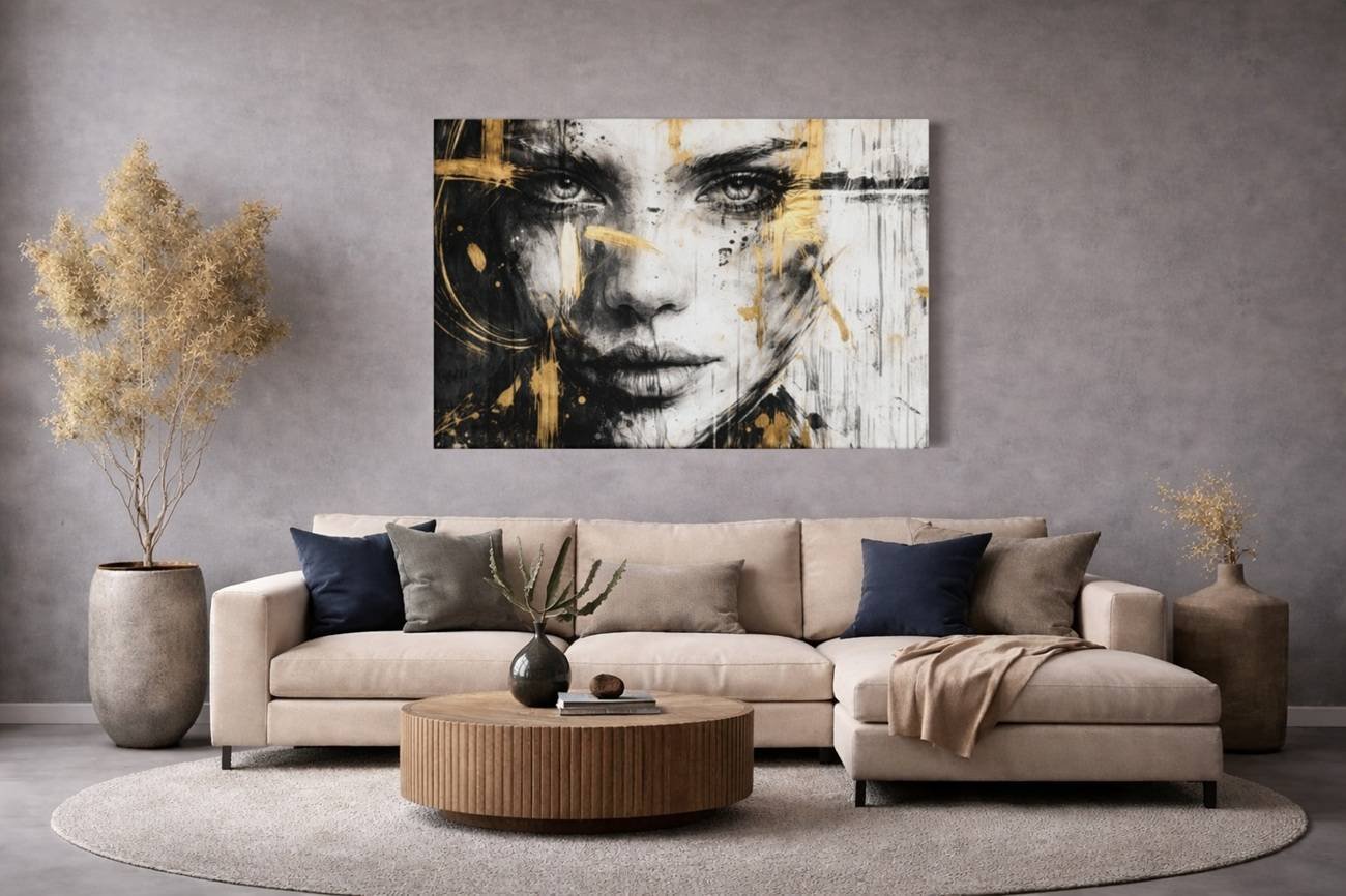 Abstracte Vrouw Canvas Schilderij - Afbeelding 5