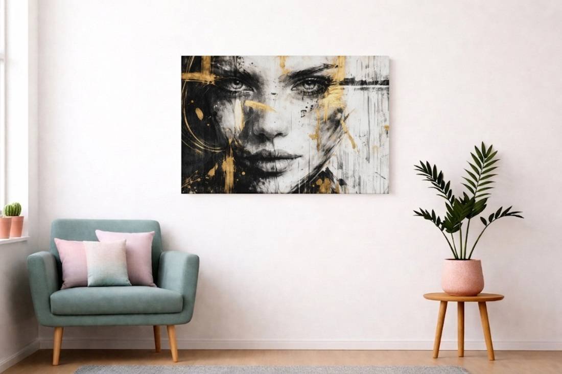 Abstracte Vrouw Canvas Schilderij