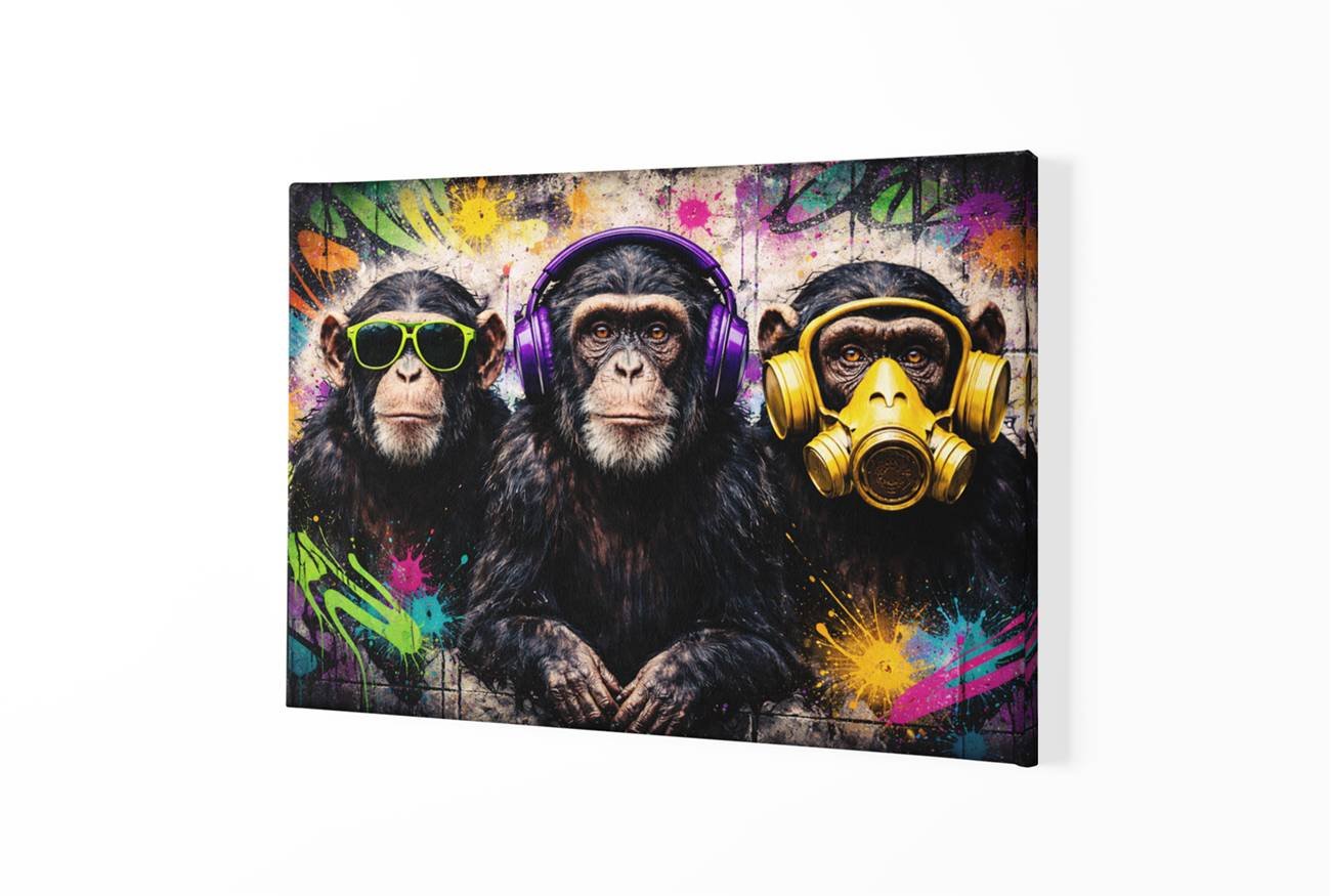 Urban Apen Canvas Schilderij - Afbeelding 2