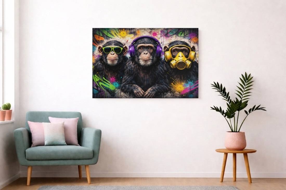 Urban Apen Canvas Schilderij - Afbeelding 3