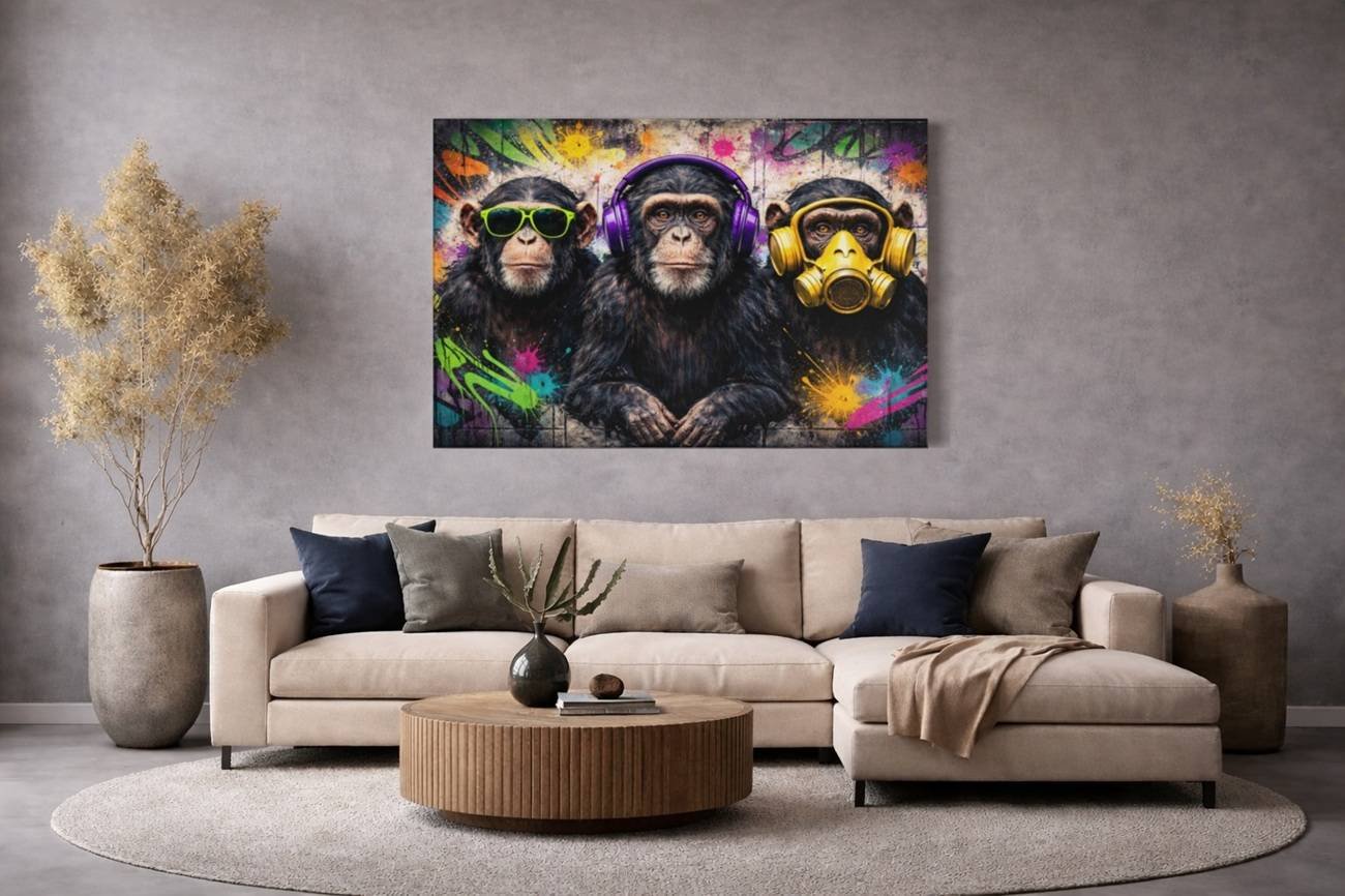 Urban Apen Canvas Schilderij - Afbeelding 4