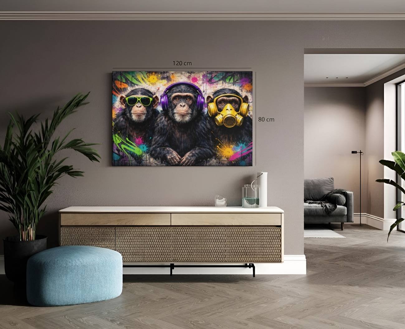 Urban Apen Canvas Schilderij - Afbeelding 5