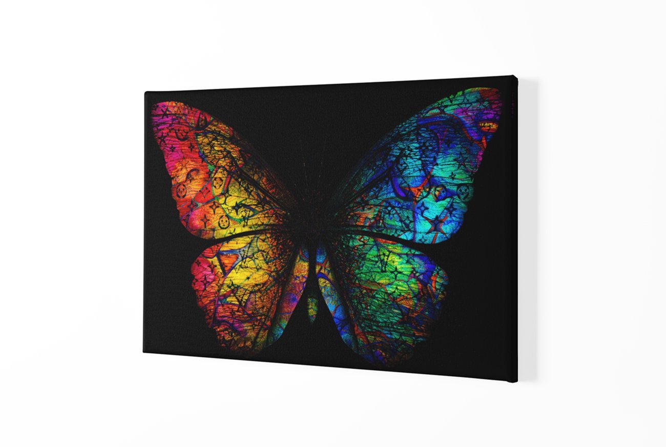 Kleurrijke Vlinder Canvas Schilderij - Afbeelding 2