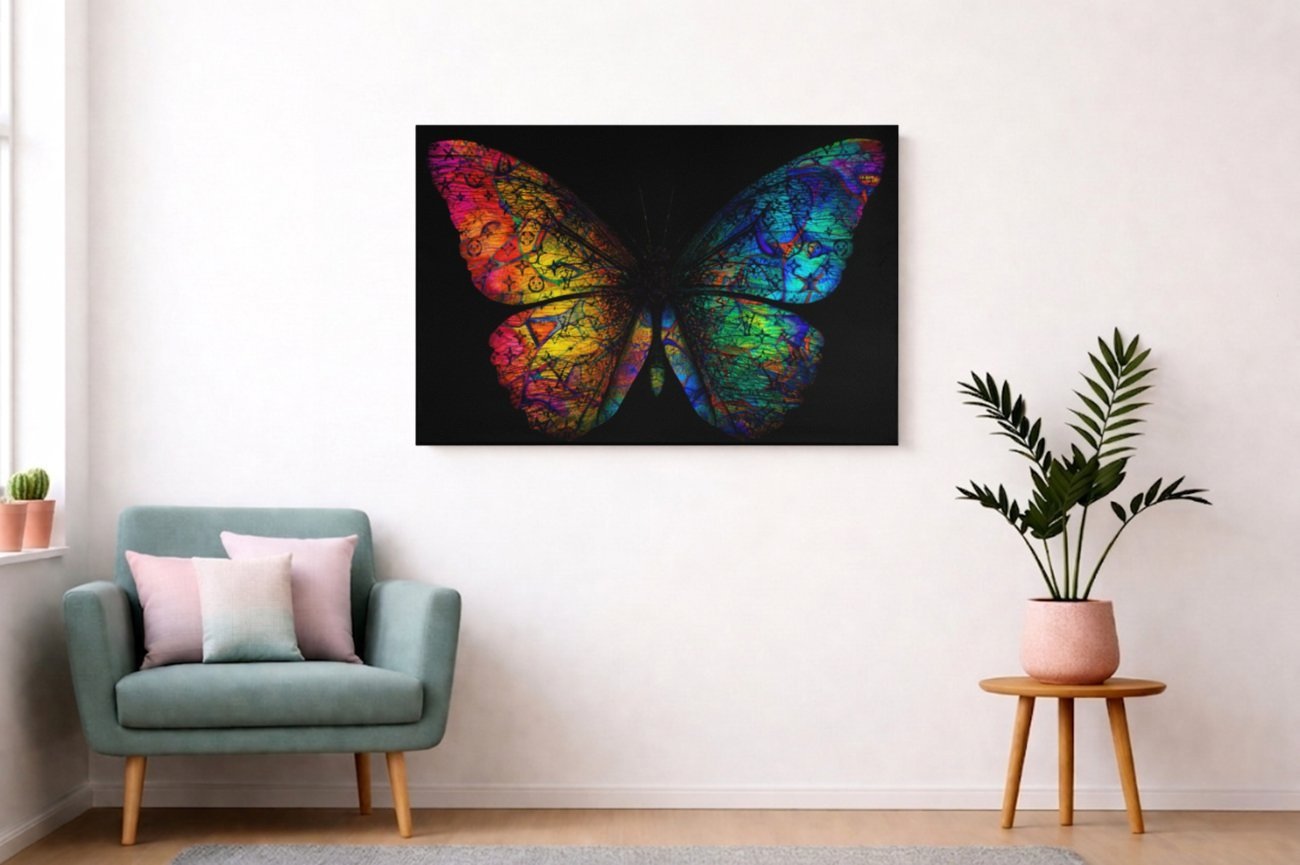 Kleurrijke Vlinder Canvas Schilderij