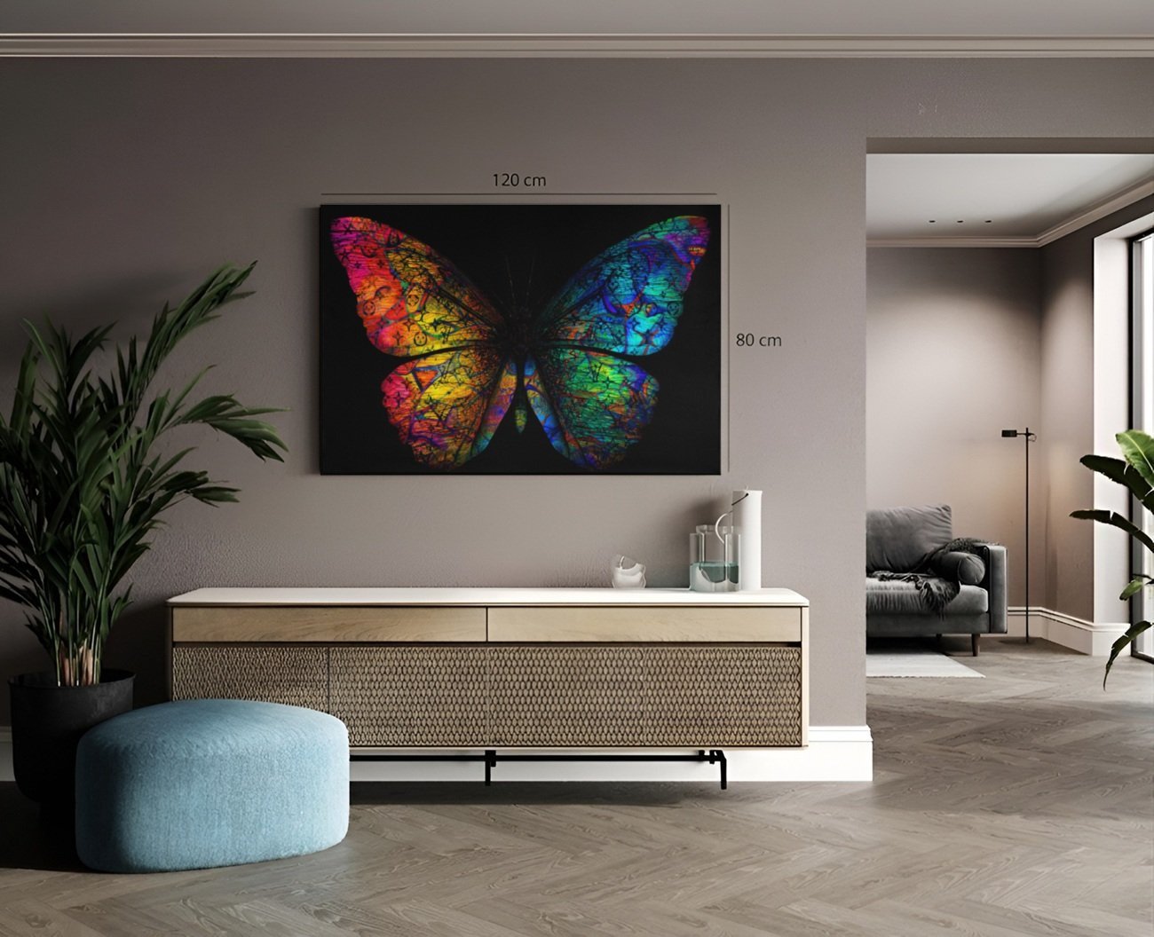 Kleurrijke Vlinder Canvas Schilderij - Afbeelding 4