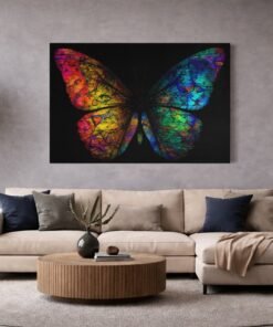 Kleurrijke Vlinder Canvas Schilderij - Afbeelding 5
