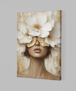 Alternative view of Vrouw met Witte Bloemen Canvas Schilderij