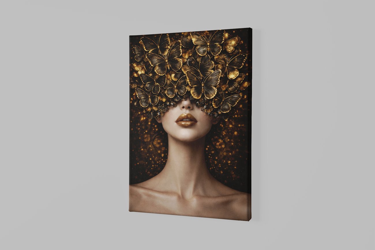 Vlinder Vrouw Canvas Schilderij - Afbeelding 2