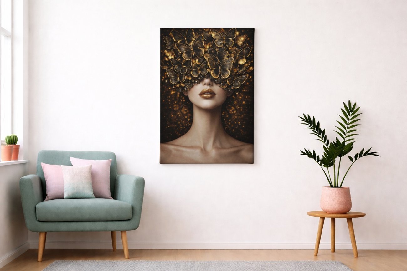 Vlinder Vrouw Canvas Schilderij