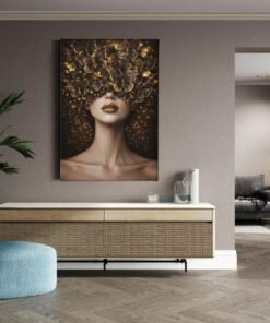 Vlinder Vrouw Canvas Schilderij - Afbeelding 4
