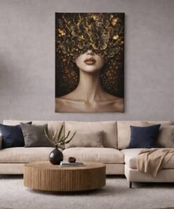 Vlinder Vrouw Canvas Schilderij - Afbeelding 5