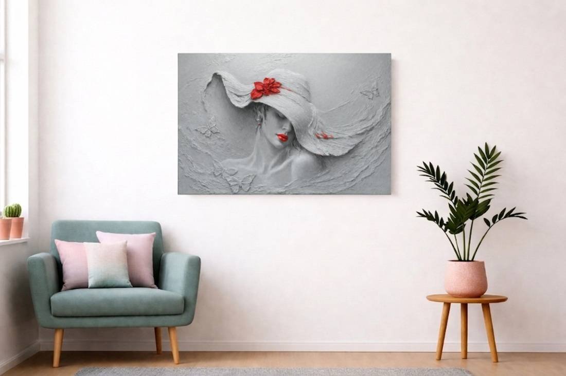 Kunst Vrouw met Hoed Canvas Schilderij