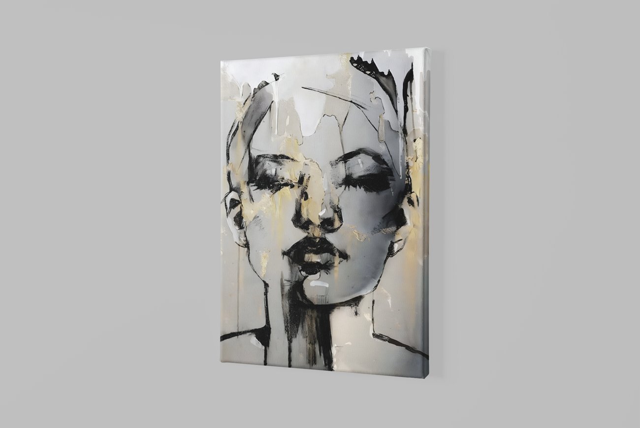 Vrouw Portret Abstract Canvas Schilderij - Afbeelding 2