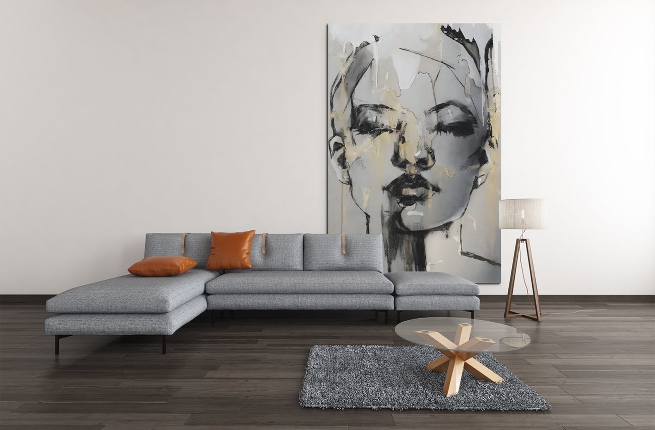 Vrouw Portret Abstract Canvas Schilderij - Afbeelding 6