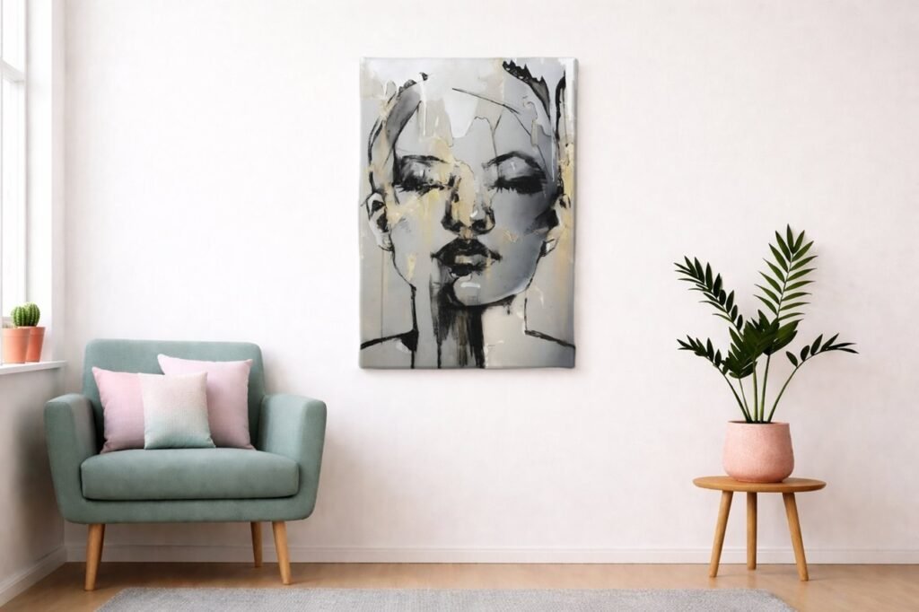 Vrouw Portret Abstract Canvas Schilderij
