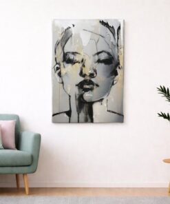 Vrouw Portret Abstract Canvas Schilderij