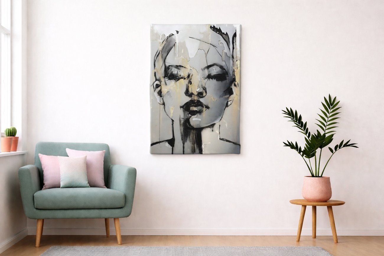 Vrouw Portret Abstract Canvas Schilderij