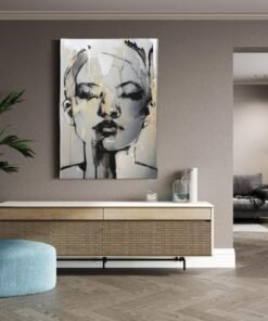 Vrouw Portret Abstract Canvas Schilderij - Afbeelding 4