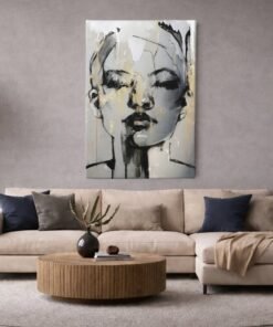 Vrouw Portret Abstract Canvas Schilderij - Afbeelding 5