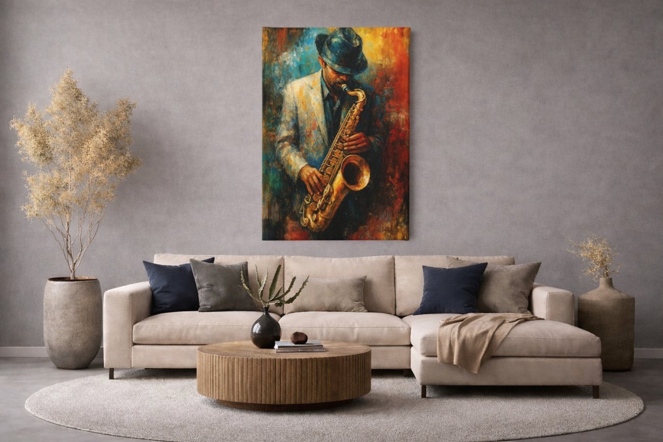 Saxofoon Canvas Schilderij - Afbeelding 5