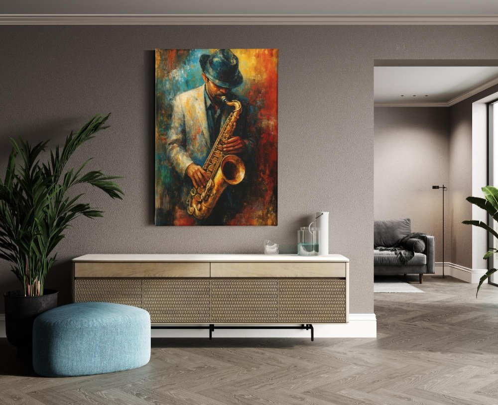 Saxofoon Canvas Schilderij - Afbeelding 4