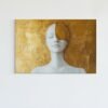 ALIVA 1561 minimalistische vrouw portret goud wit modern canvas schilderij