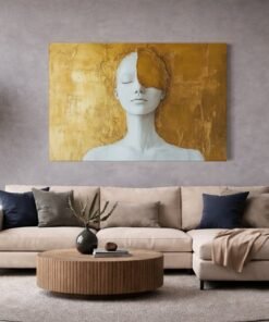 Minimalistische Vrouw Portret Canvas Schilderij - Afbeelding 4