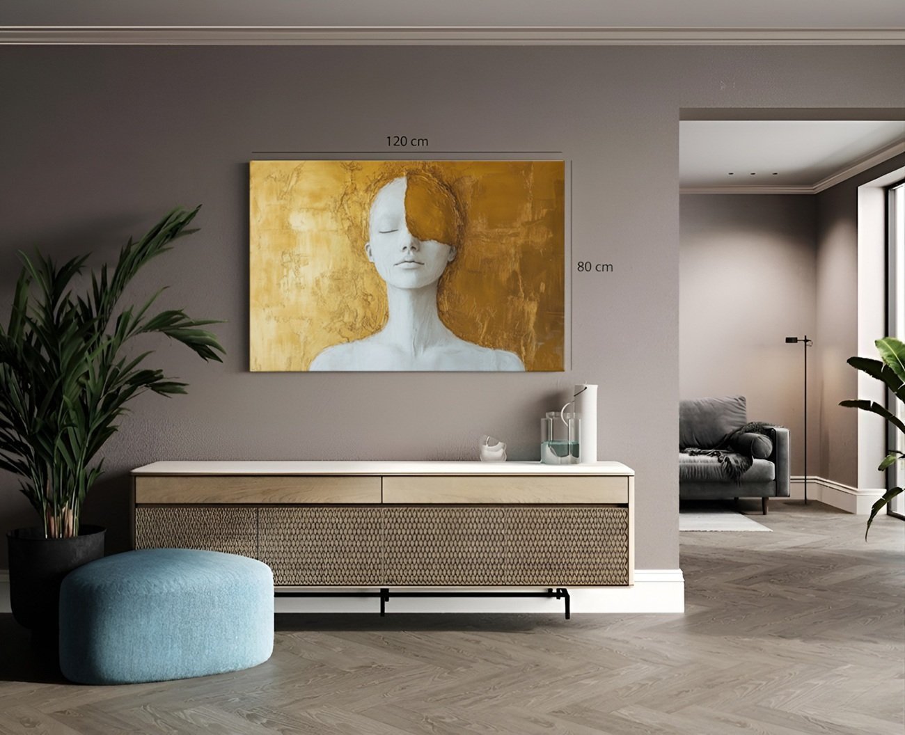 Minimalistische Vrouw Portret Canvas Schilderij - Afbeelding 5