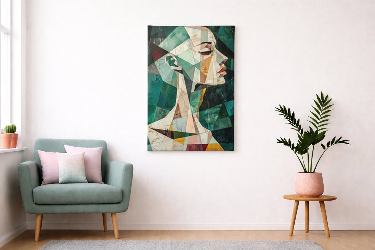 Geometrisch Vrouw Canvas Schilderij