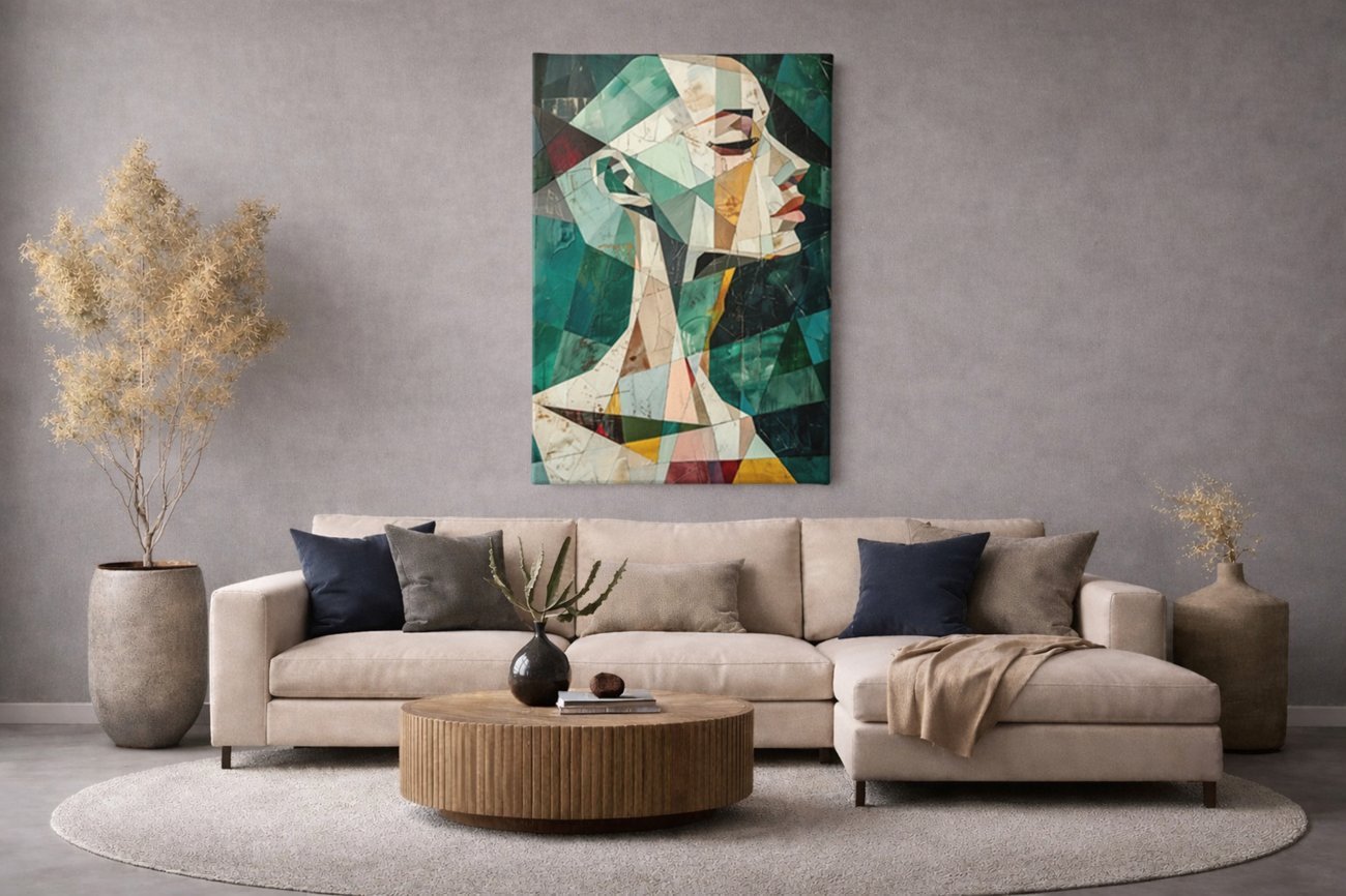 Geometrisch Vrouw Canvas Schilderij - Afbeelding 4