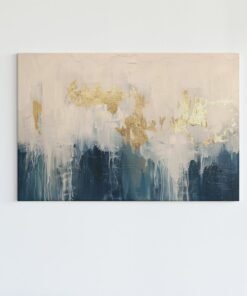 Abstract Goud Blauw Canvas Schilderij