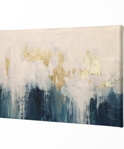 Alternative view of Abstract Goud Blauw Canvas Schilderij