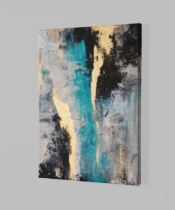 Alternative view of Abstract Turkoois Goud & Zwart Canvas Schilderij
