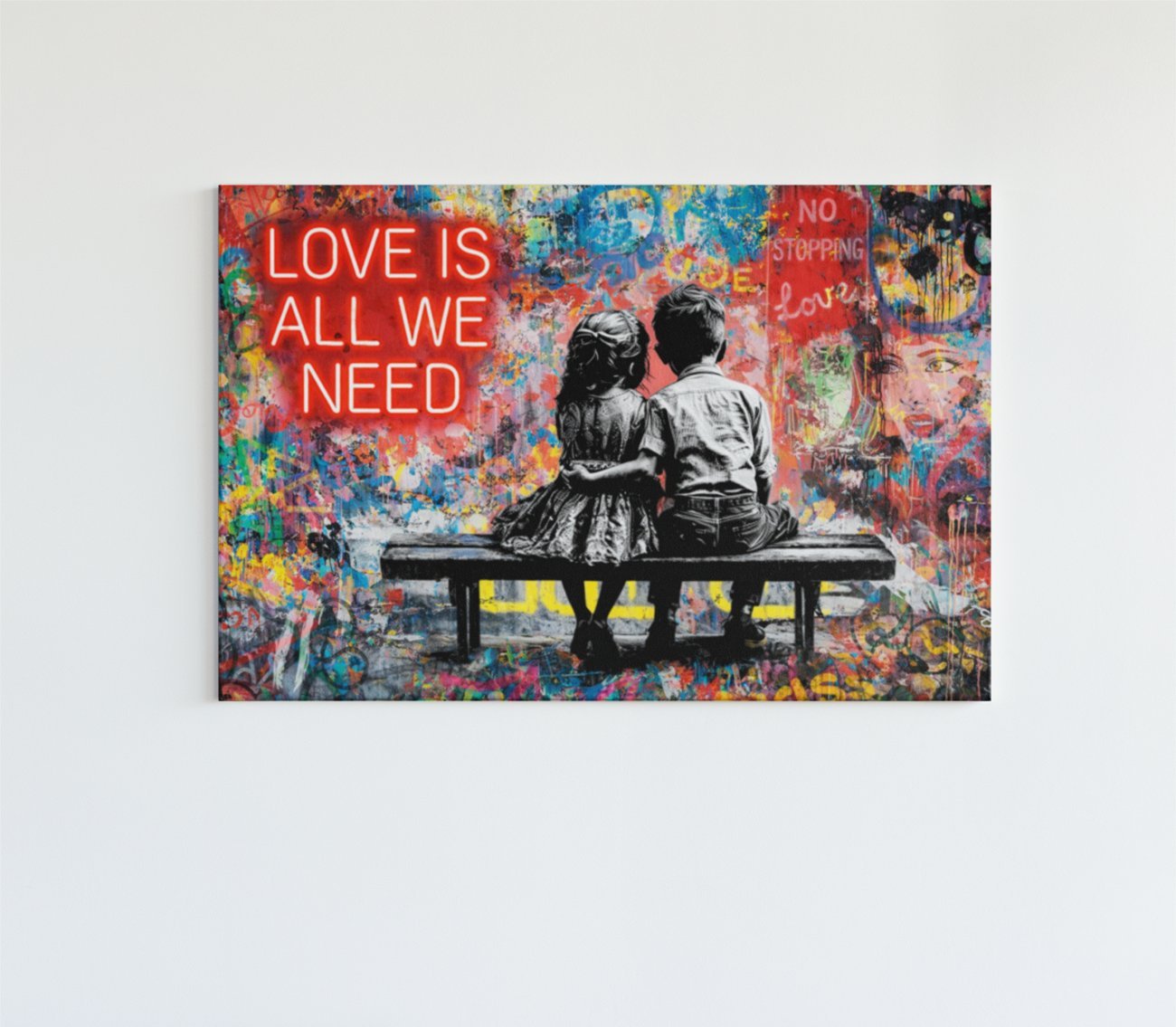 Canvas Schilderij Street art Liefde Romantische Kunst