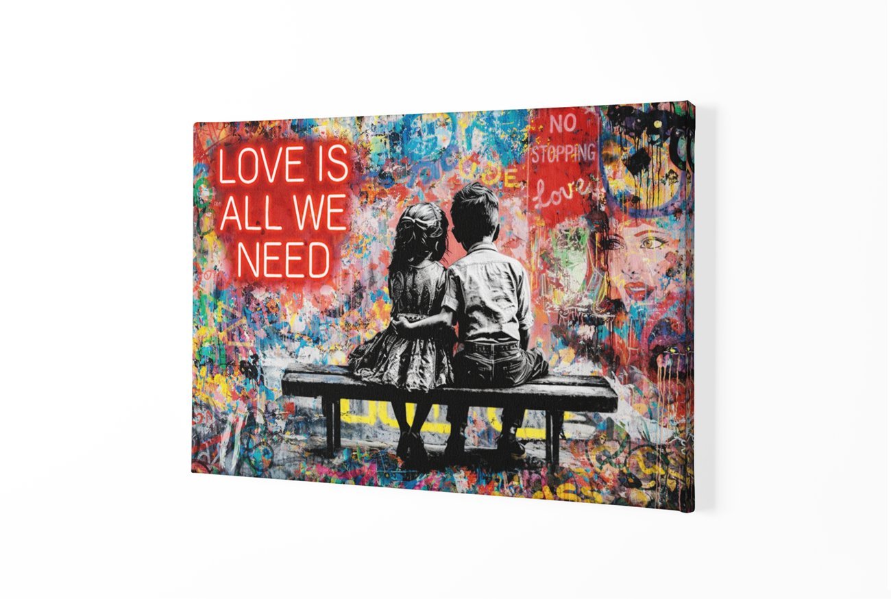 Canvas Schilderij Street art Liefde Romantische Kunst - Afbeelding 2