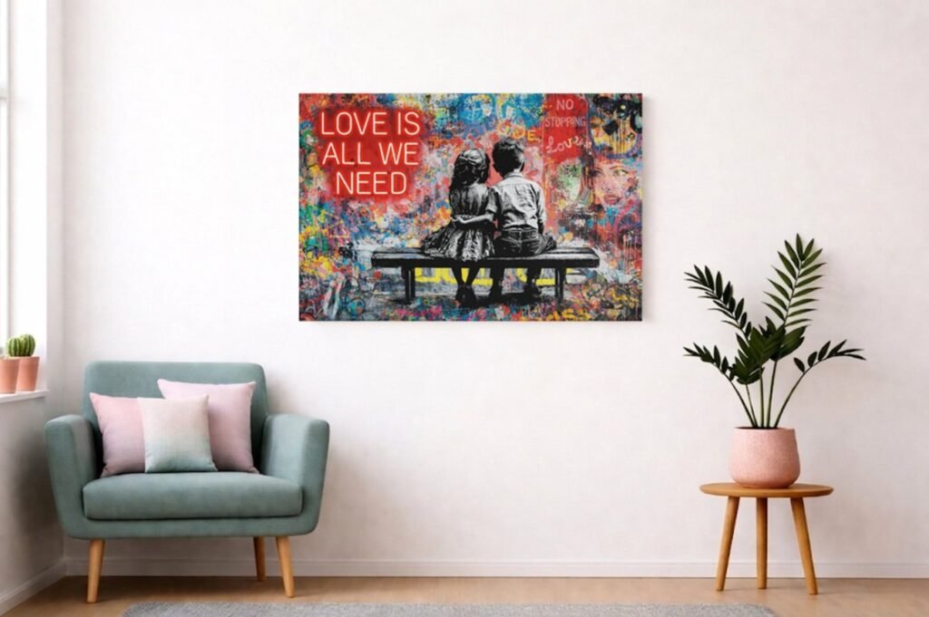 Canvas Schilderij Street art Liefde Romantische Kunst