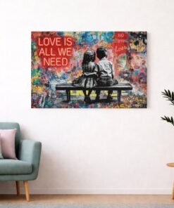 Canvas Schilderij Street art Liefde Romantische Kunst