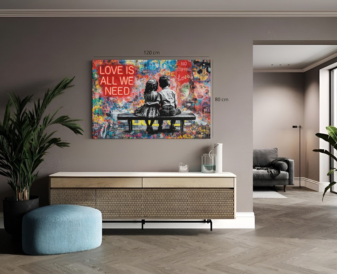 Canvas Schilderij Street art Liefde Romantische Kunst - Afbeelding 4