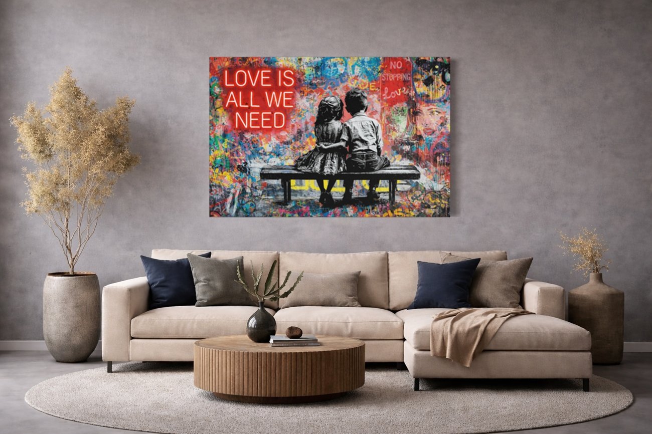 Canvas Schilderij Street art Liefde Romantische Kunst - Afbeelding 5