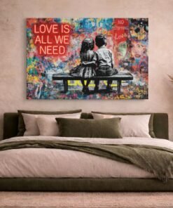Canvas Schilderij Street art Liefde Romantische Kunst - Afbeelding 6
