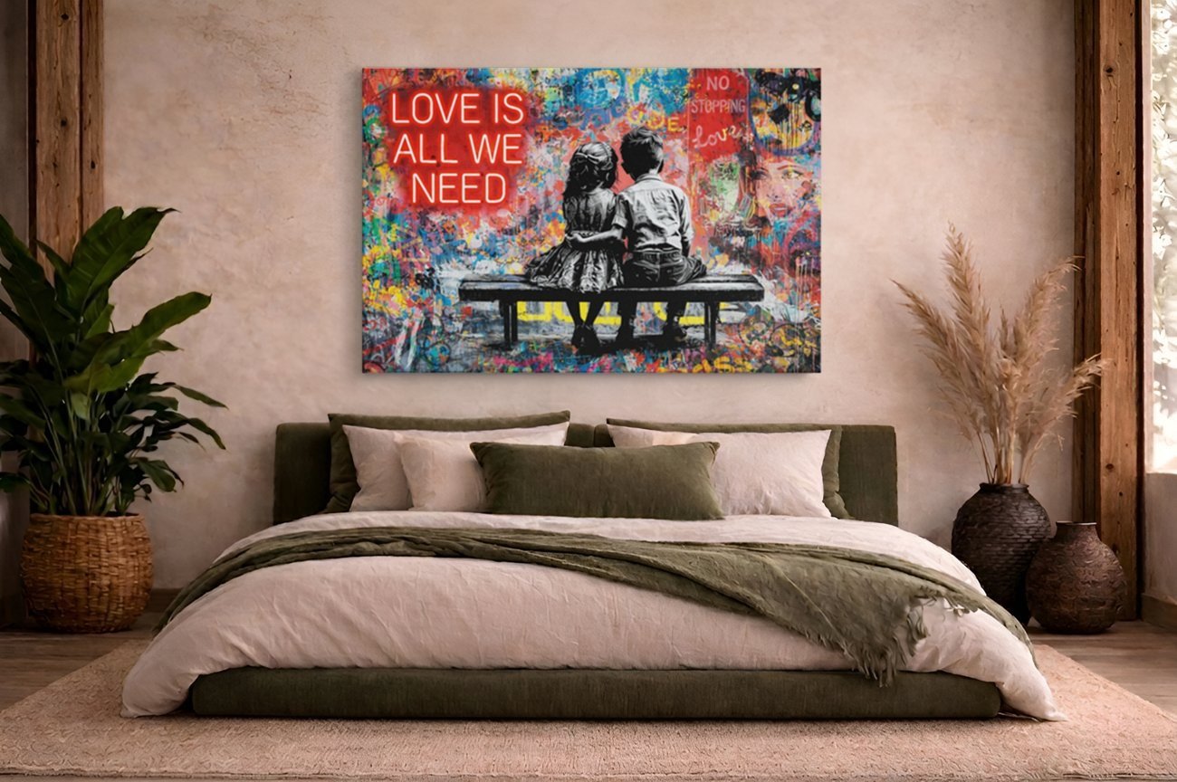 Canvas Schilderij Street art Liefde Romantische Kunst - Afbeelding 6