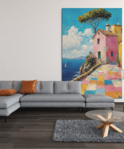 Kleurrijke Kustdorp Canvas Schilderij - Afbeelding 6