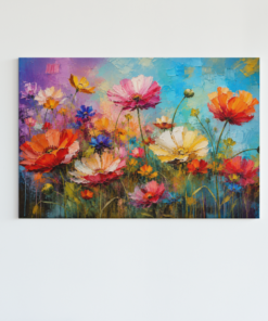 Kleurrijke Bloemenweide Canvas Schilderij